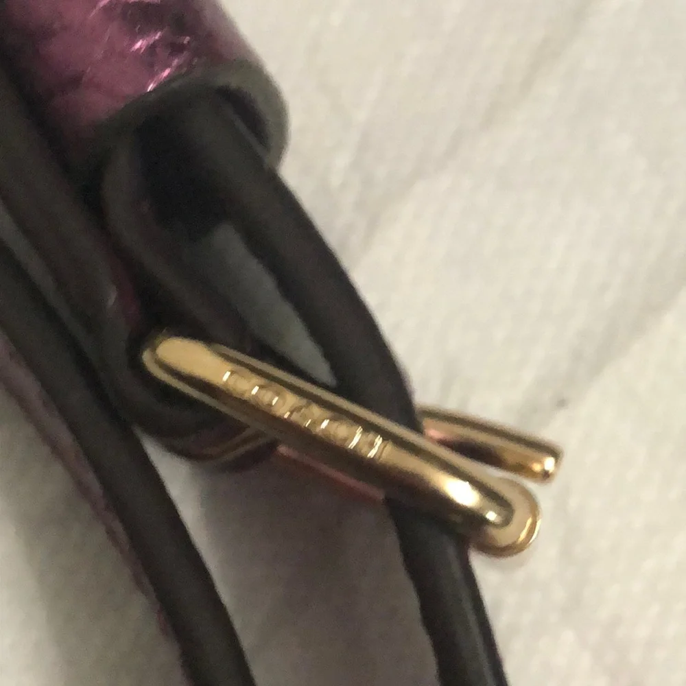 Coach Adjustable Metallic Purple Leather Strap